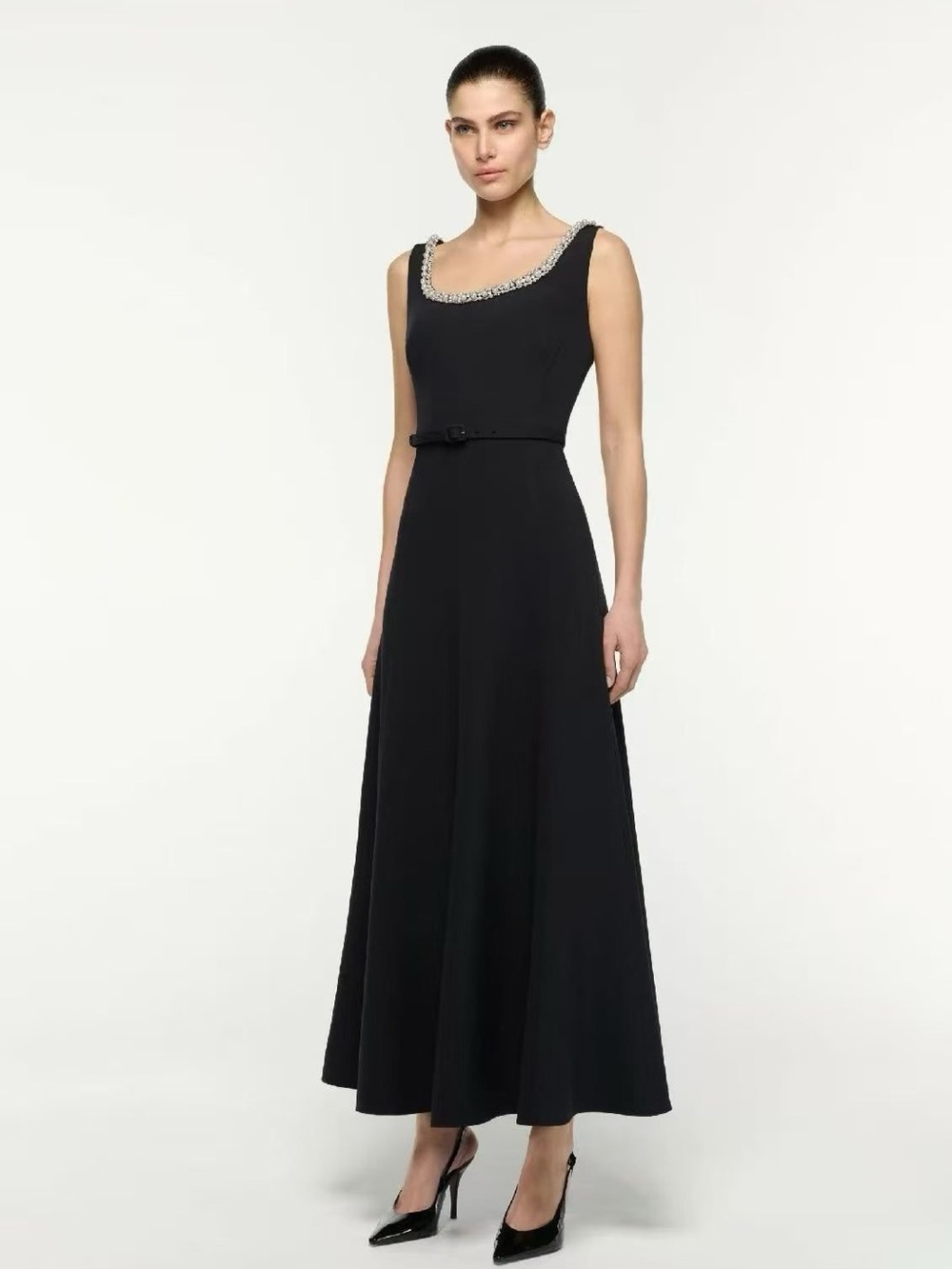 NWOT Roland Mouret Black Sleeveless Midi Dress, Size US 4/6/8/10
